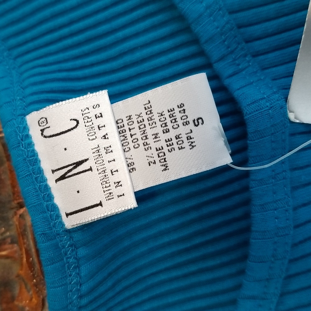 INC Intimates Lounge Ribbed SS Tee Blue Small - Picture 2 of 4